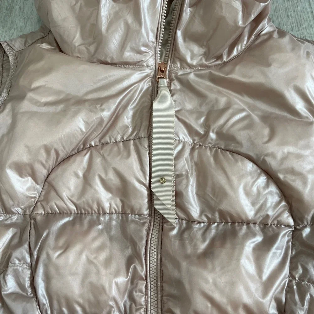 Lululemon Fluffin Awesome Vest Puffer Rose Gold Packable Goose Down Womens 8
